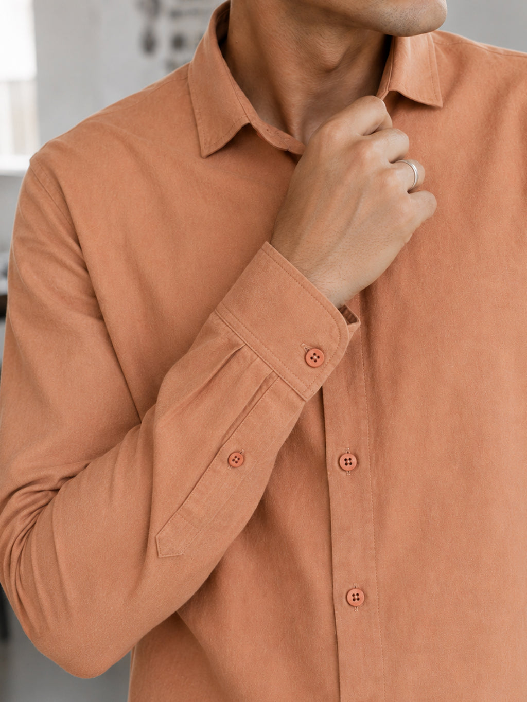 CAHOOT Men's Peach Solid Shirt - view 6