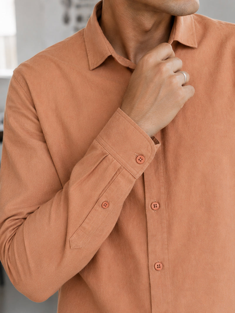 CAHOOT Men's Peach Solid Shirt - view 6