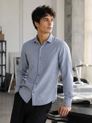 Blue Suede finish regular fit shirt