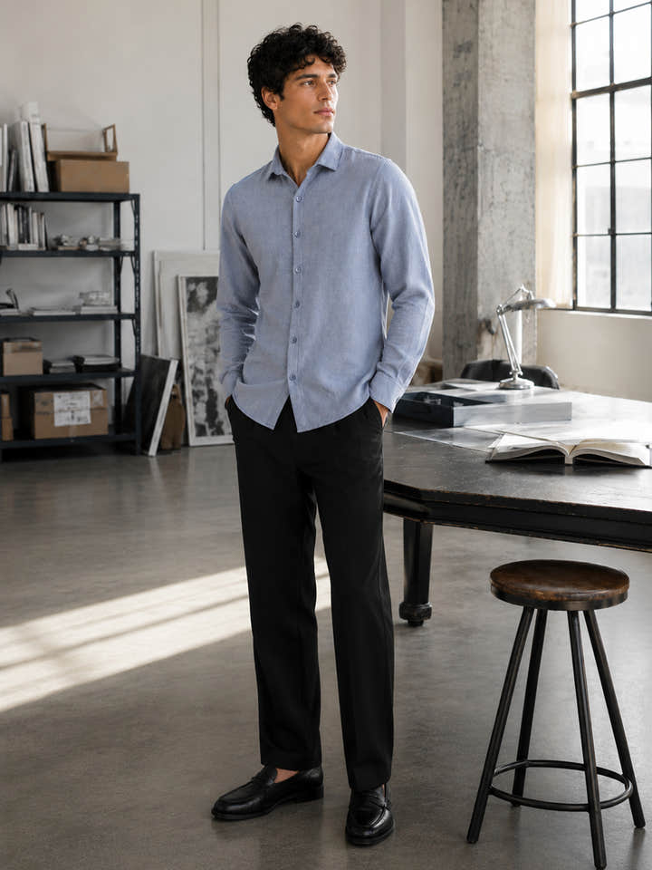 Blue Suede finish regular fit shirt