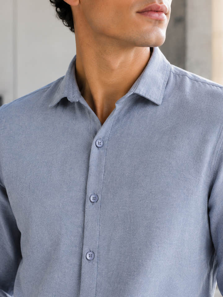 Blue Suede finish regular fit shirt