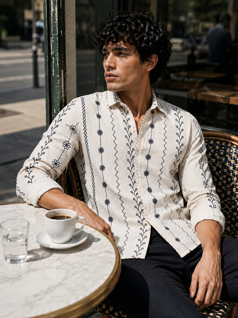 CAHOOT Men's Off-White Embroidered Shirt - view 1