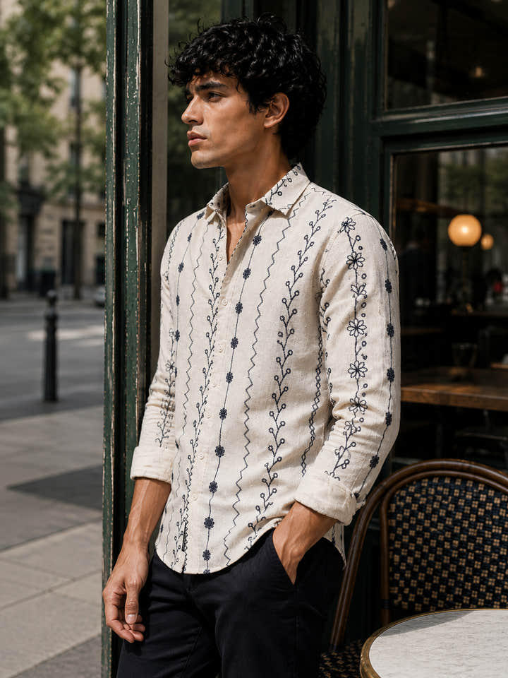 CAHOOT Men's Off-White Embroidered Shirt - view 2