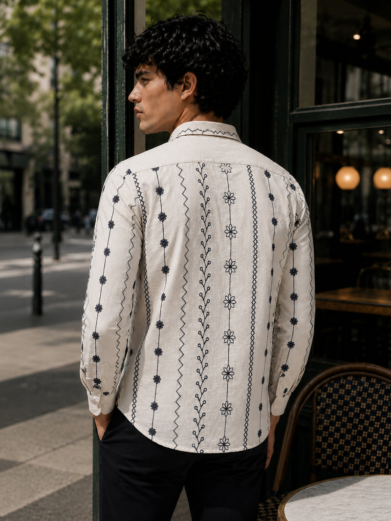 CAHOOT Men's Off-White Embroidered Shirt - view 3