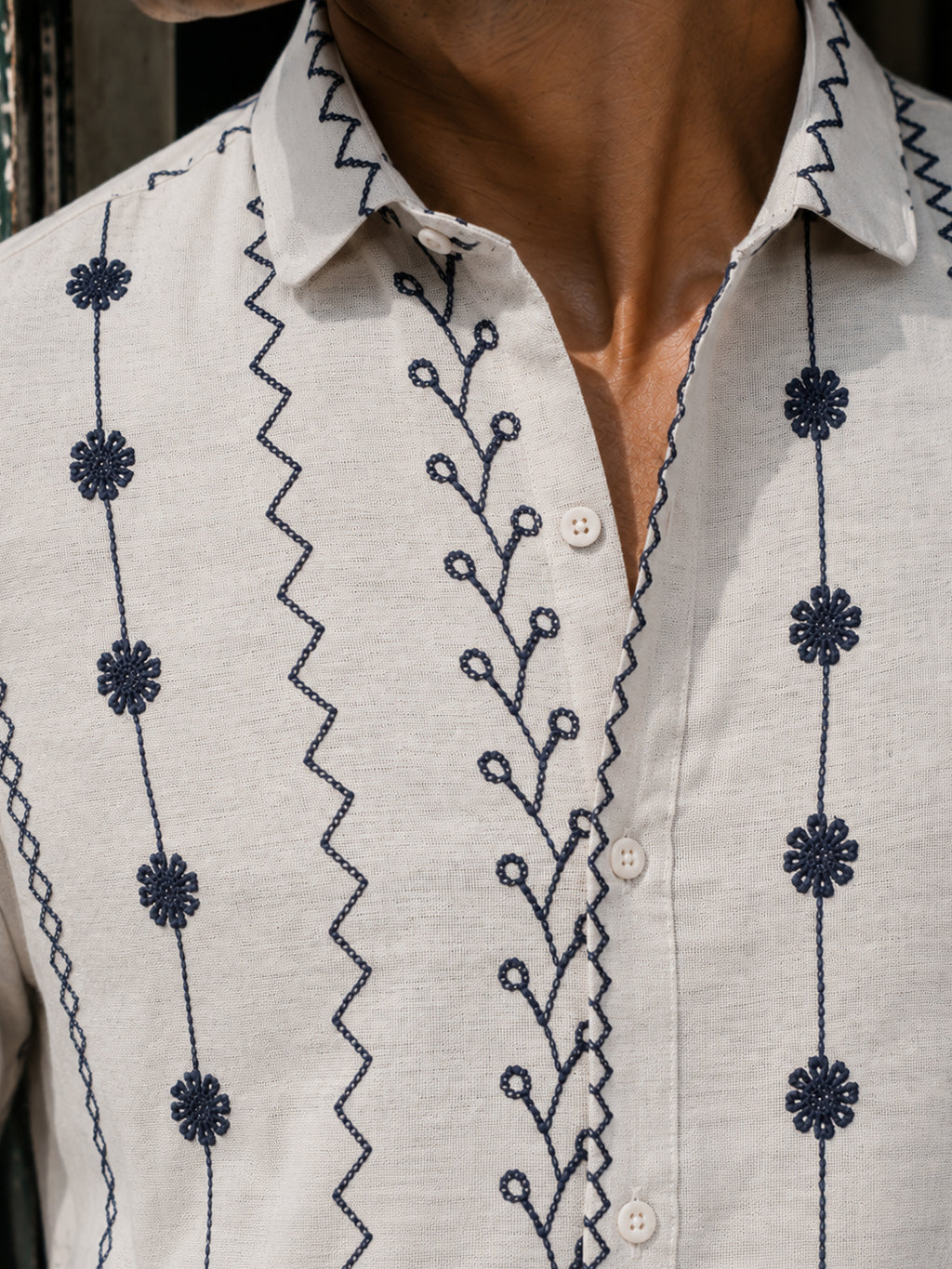 CAHOOT Men's Off-White Embroidered Shirt - view 5
