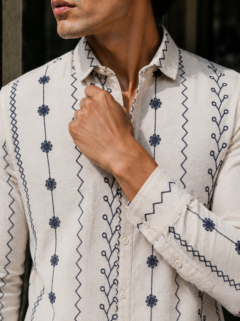 CAHOOT Men's Off-White Embroidered Shirt - view 6