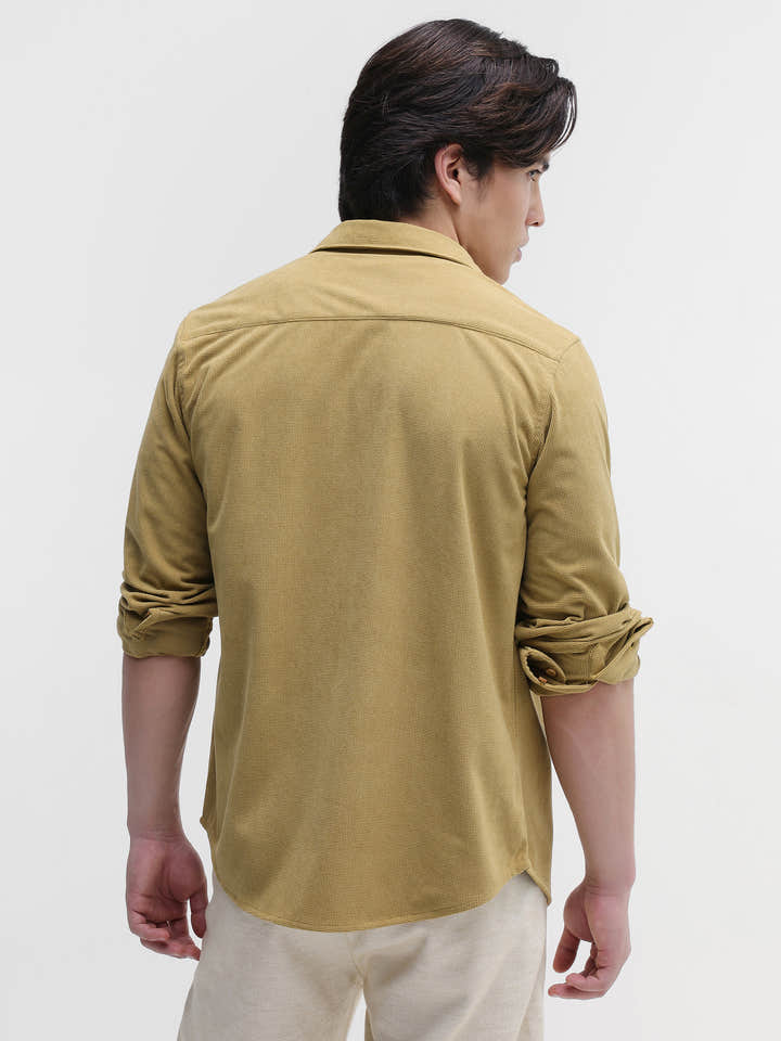 Solid Textured Regular Fit Shirt