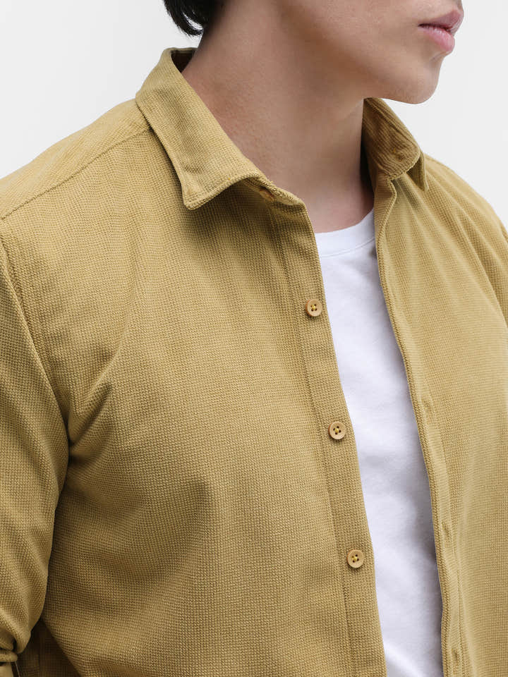 Solid Textured Regular Fit Shirt