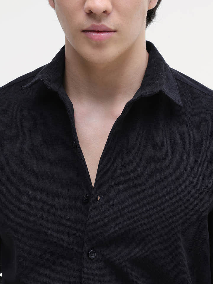 Solid Textured Regular Fit Shirt