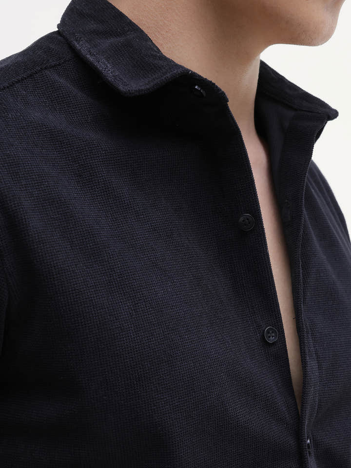 Solid Textured Regular Fit Shirt