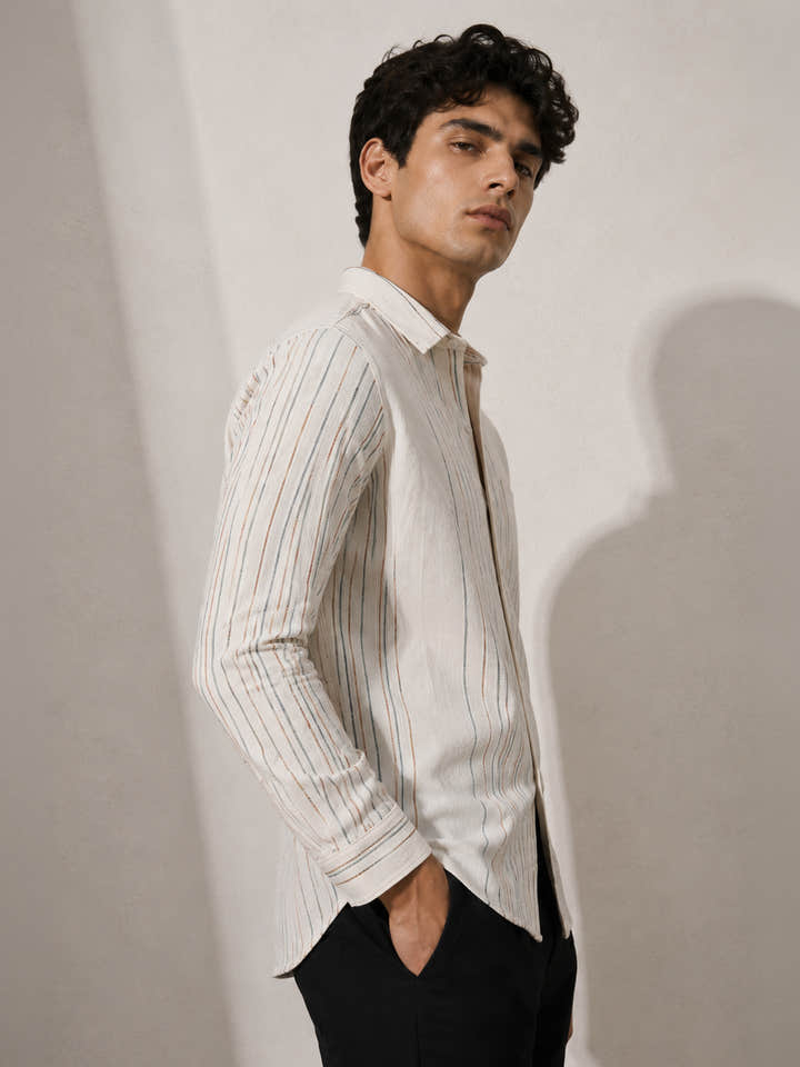 CAHOOT Men's Off-White Striped Shirt - view 2