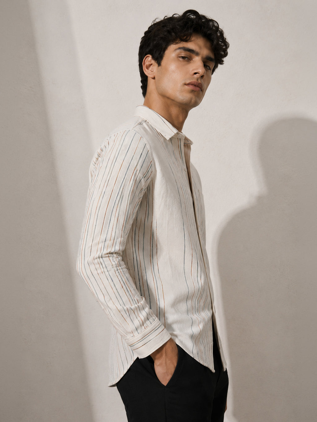 CAHOOT Men's Off-White Striped Shirt - view 2