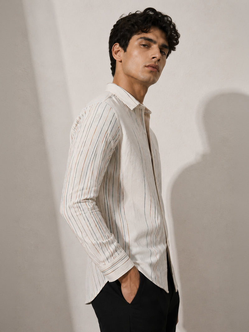 CAHOOT Men's Off-White Striped Shirt - view 2