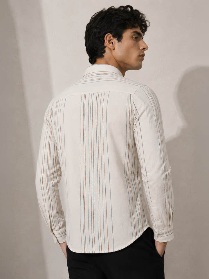 CAHOOT Men's Off-White Striped Shirt - view 3