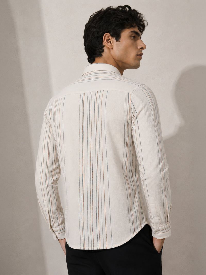 CAHOOT Men's Off-White Striped Shirt - view 3