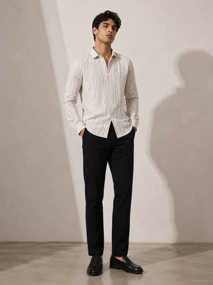 CAHOOT Men's Off-White Striped Shirt - view 4