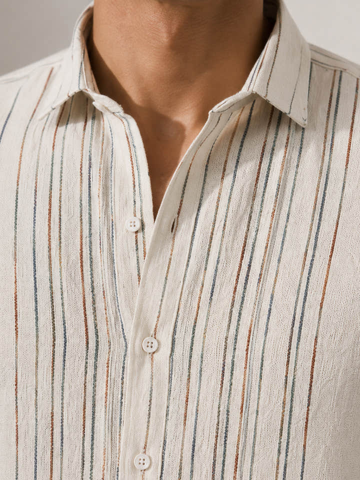 CAHOOT Men's Off-White Striped Shirt - view 5