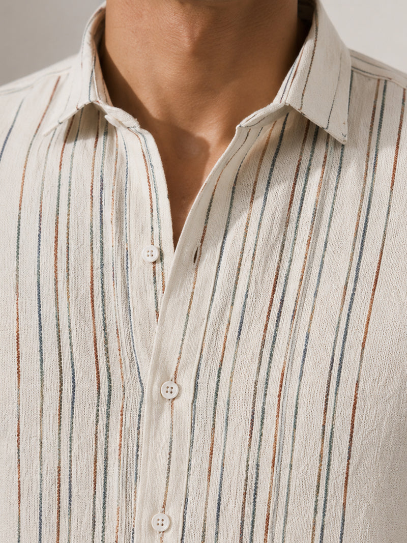 CAHOOT Men's Off-White Striped Shirt - view 5