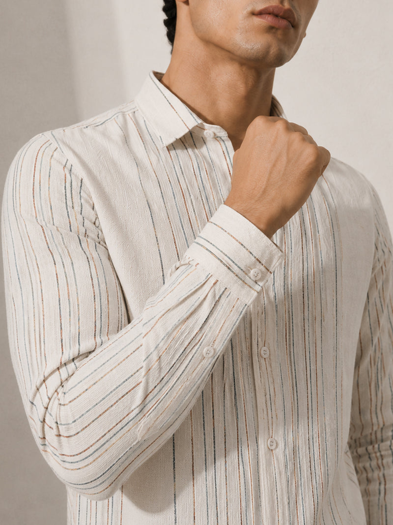 CAHOOT Men's Off-White Striped Shirt - view 6