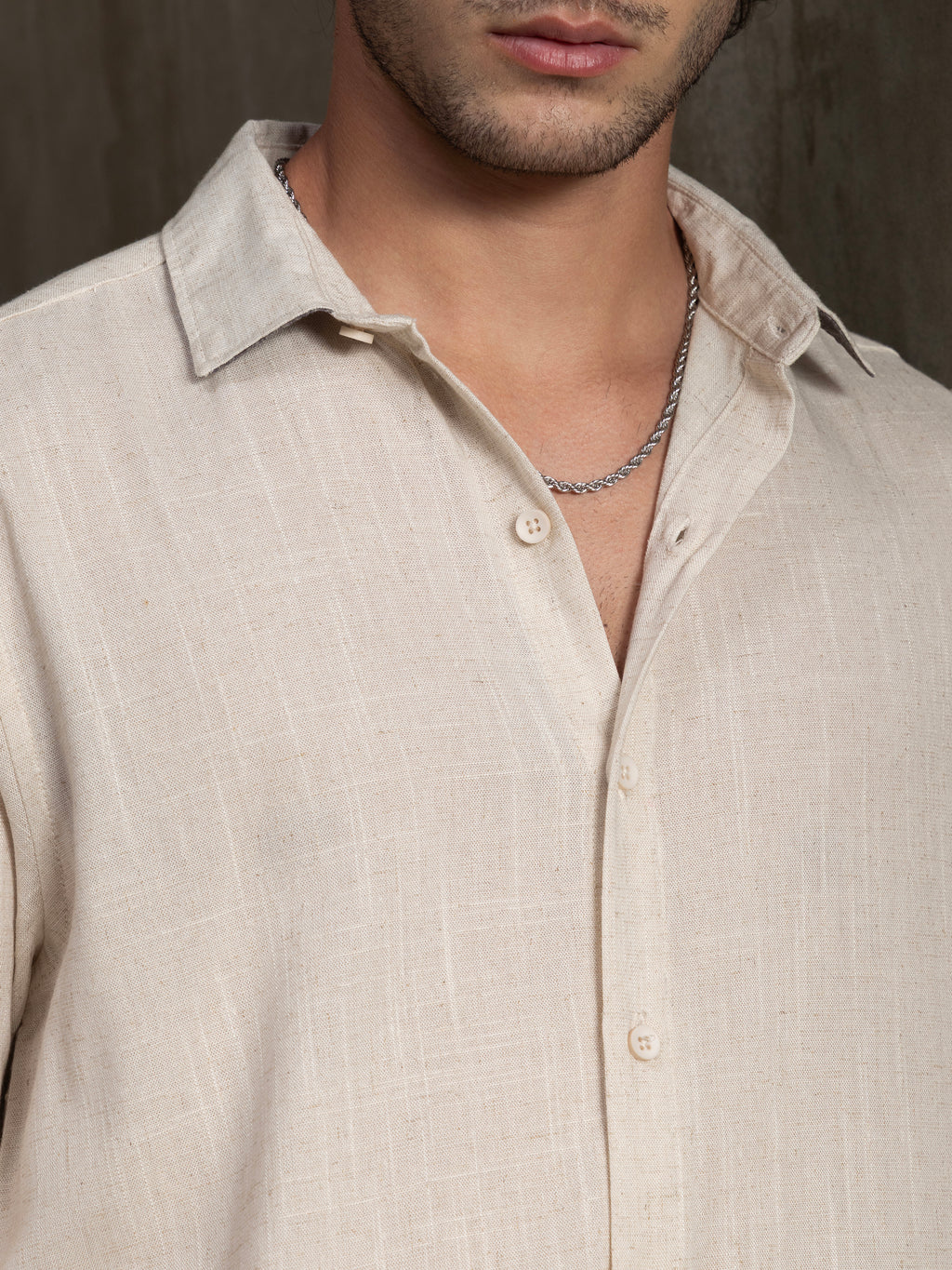Cahoot Men's Cream Viscose Flex Shirt With Printed Cuff & Collar - view 8