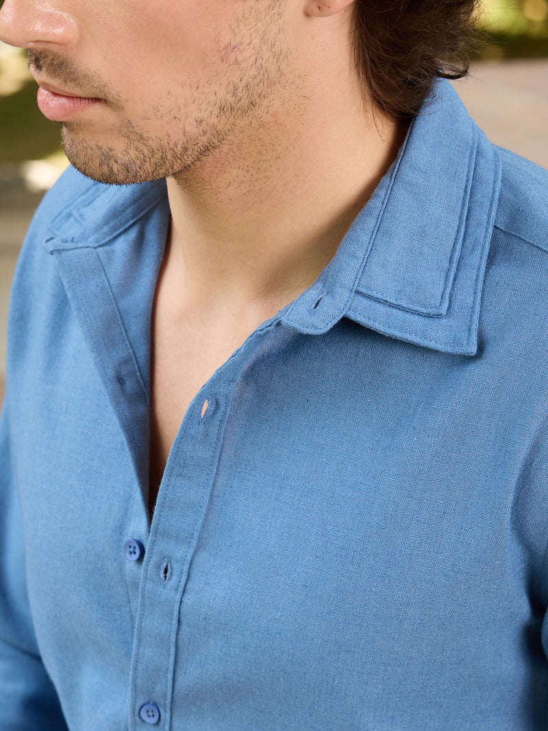 CAHOOT Men's Blue Solid Shirt - view 7