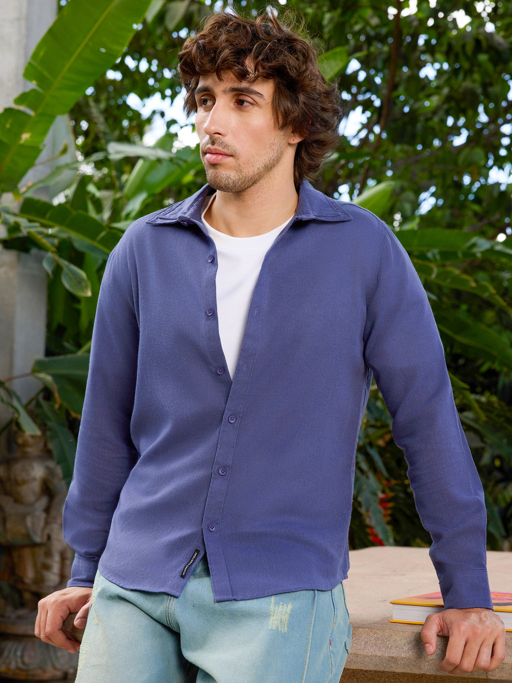 CAHOOT Men's Blue Solid Shirt - view 2