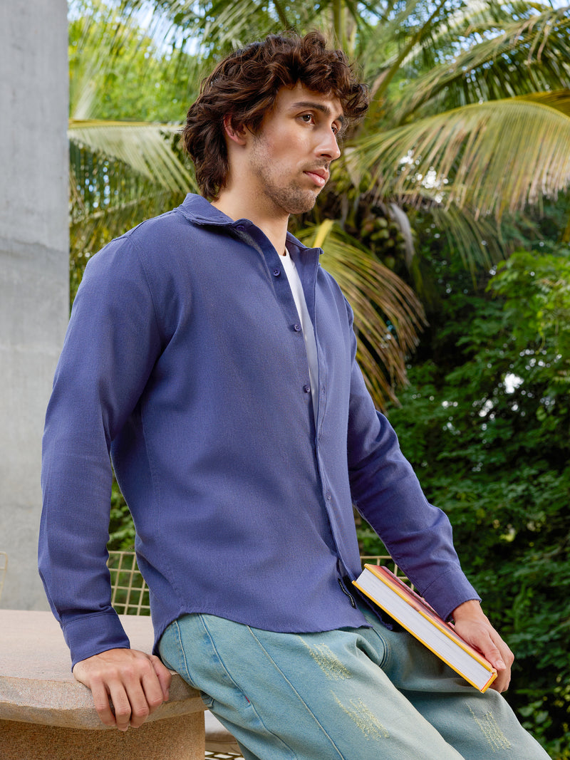CAHOOT Men's Blue Solid Shirt - view 3