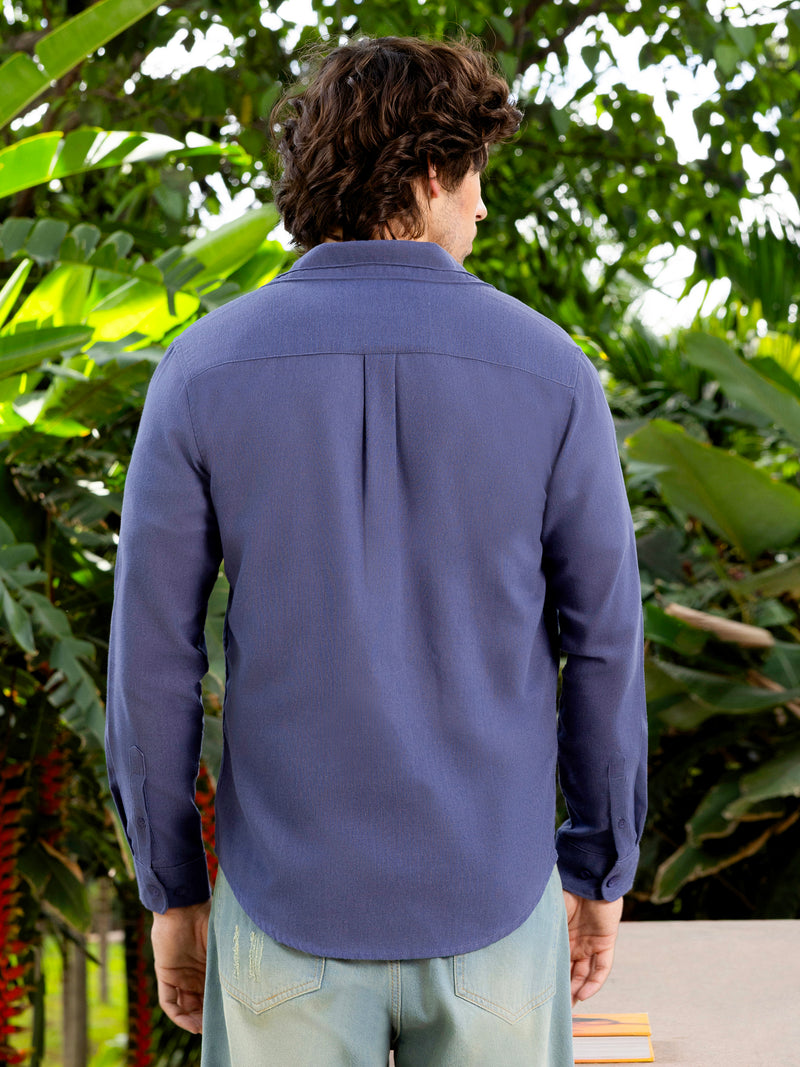 CAHOOT Men's Blue Solid Shirt - view 4