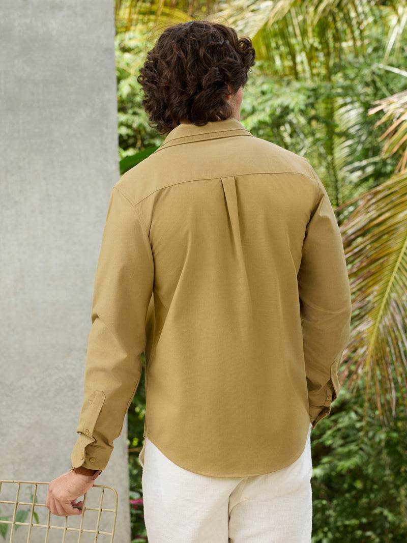 CAHOOT Men's Beige Solid Shirt - view 4