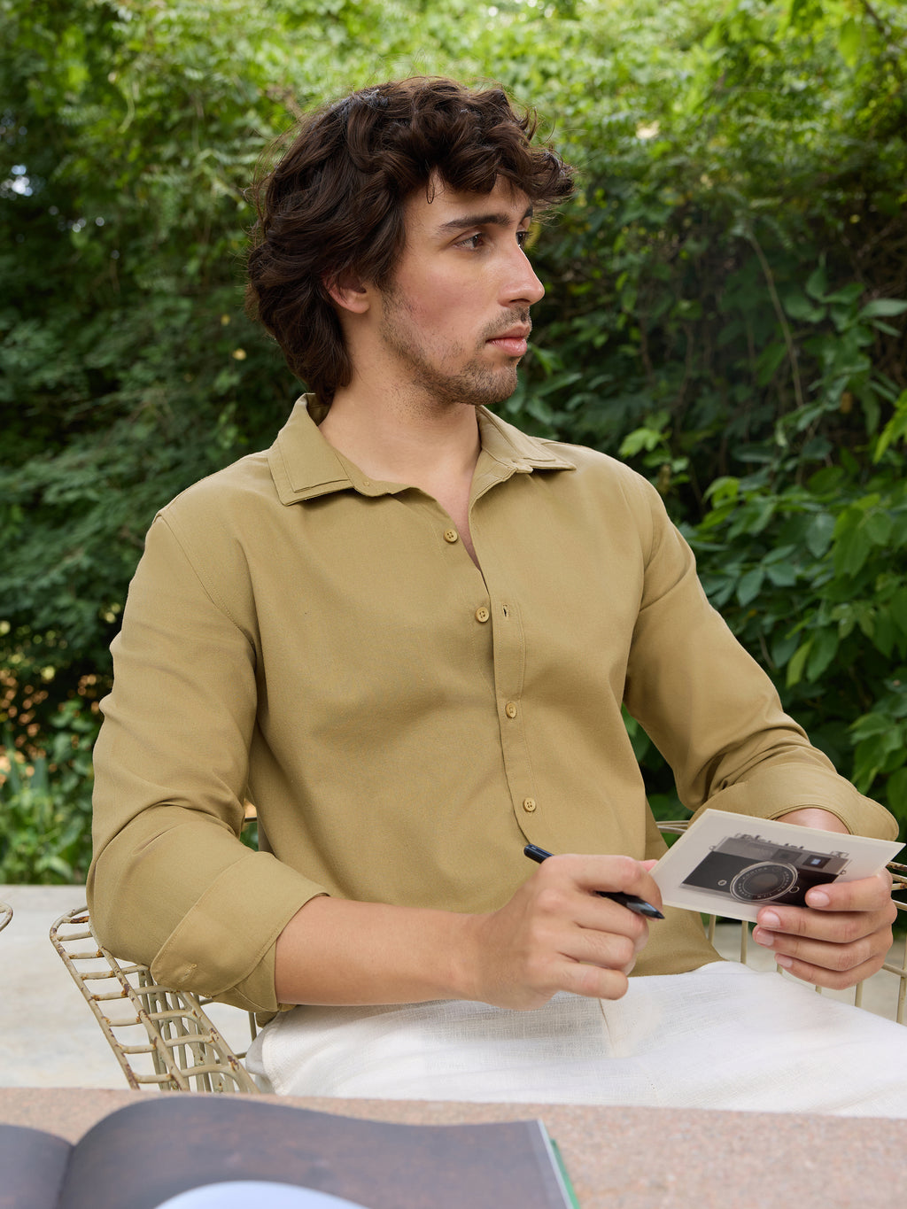 CAHOOT Men's Beige Solid Shirt - view 7