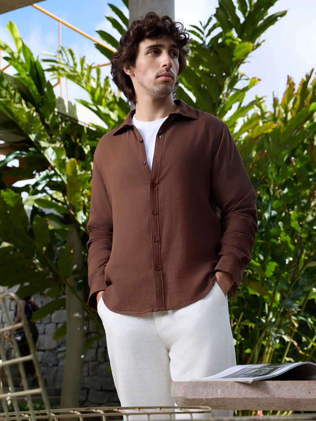 CAHOOT Men's Brown Solid Shirt - view 2
