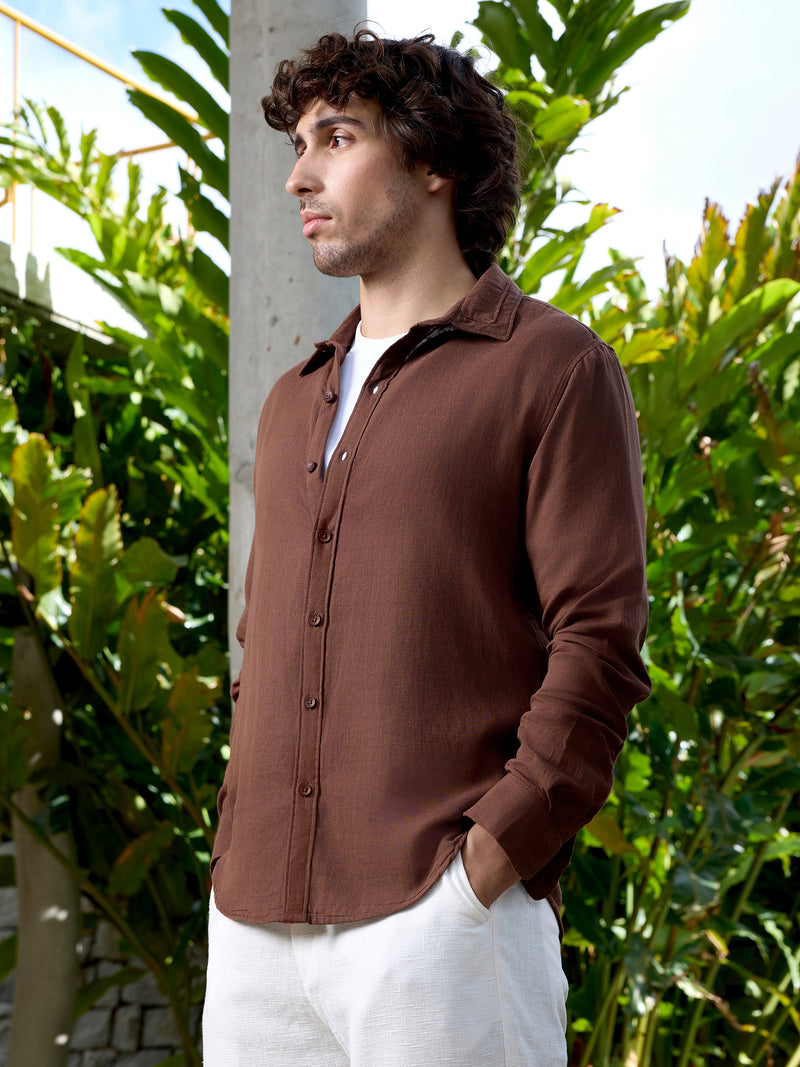 CAHOOT Men's Brown Solid Shirt - view 3
