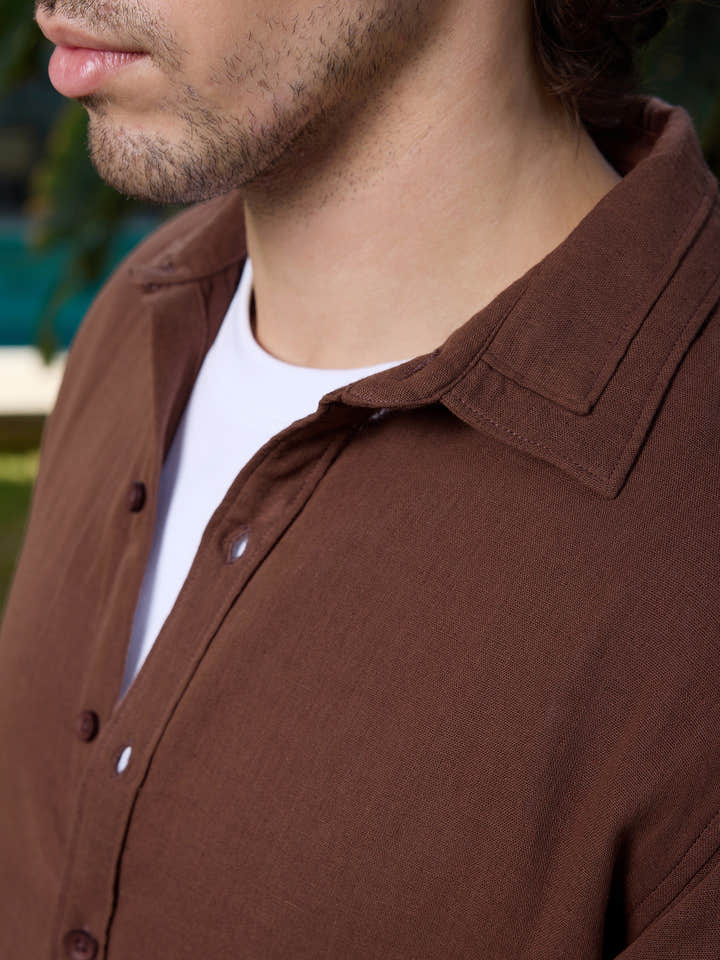 CAHOOT Men's Brown Solid Shirt - view 7