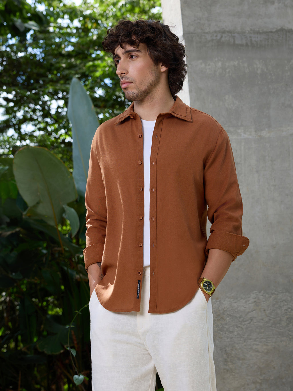 CAHOOT Men's Brown Solid Shirt - view 1