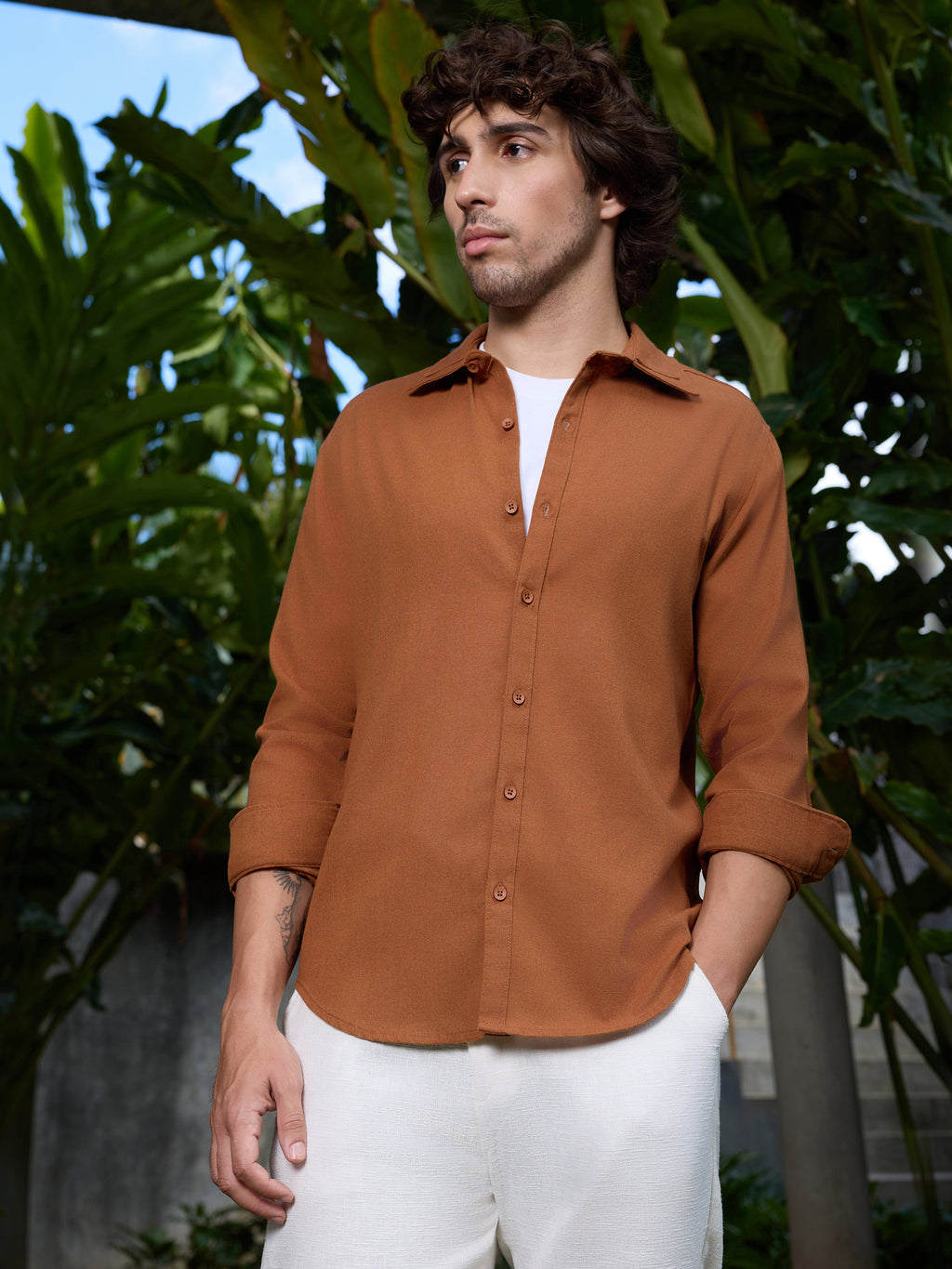 CAHOOT Men's Brown Solid Shirt - view 2