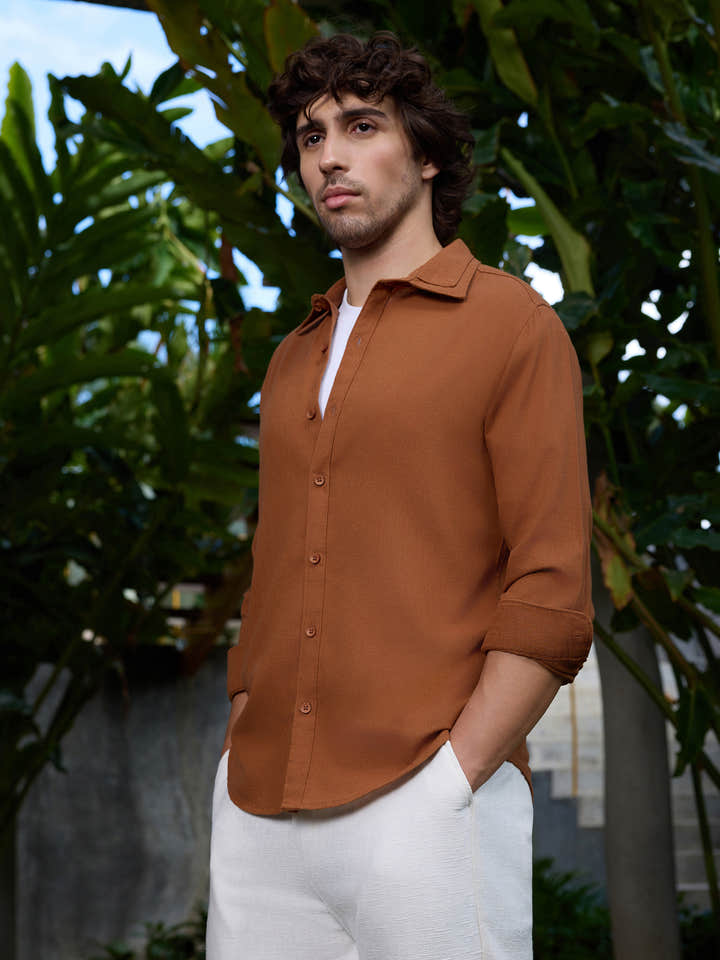 CAHOOT Men's Brown Solid Shirt - view 3