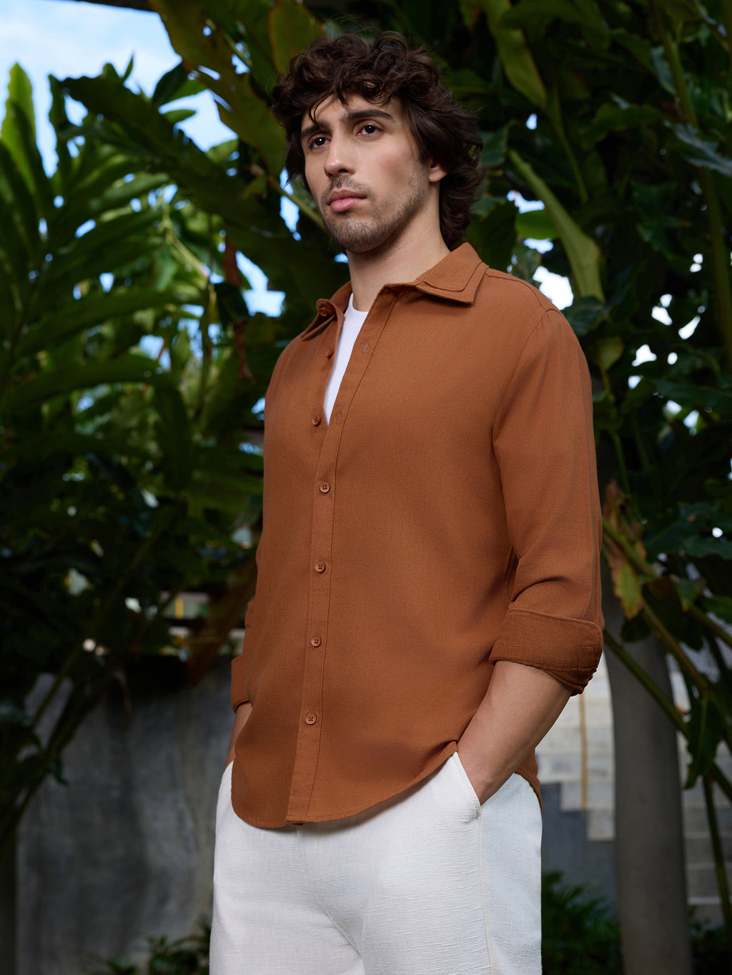 CAHOOT Men's Brown Solid Shirt - view 3