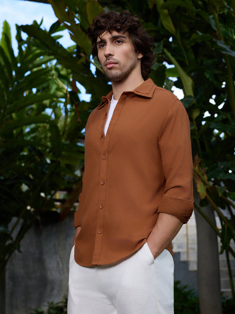 CAHOOT Men's Brown Solid Shirt - view 3