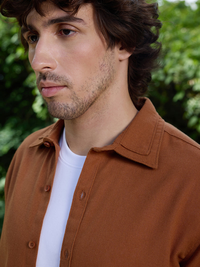 CAHOOT Men's Brown Solid Shirt - view 7