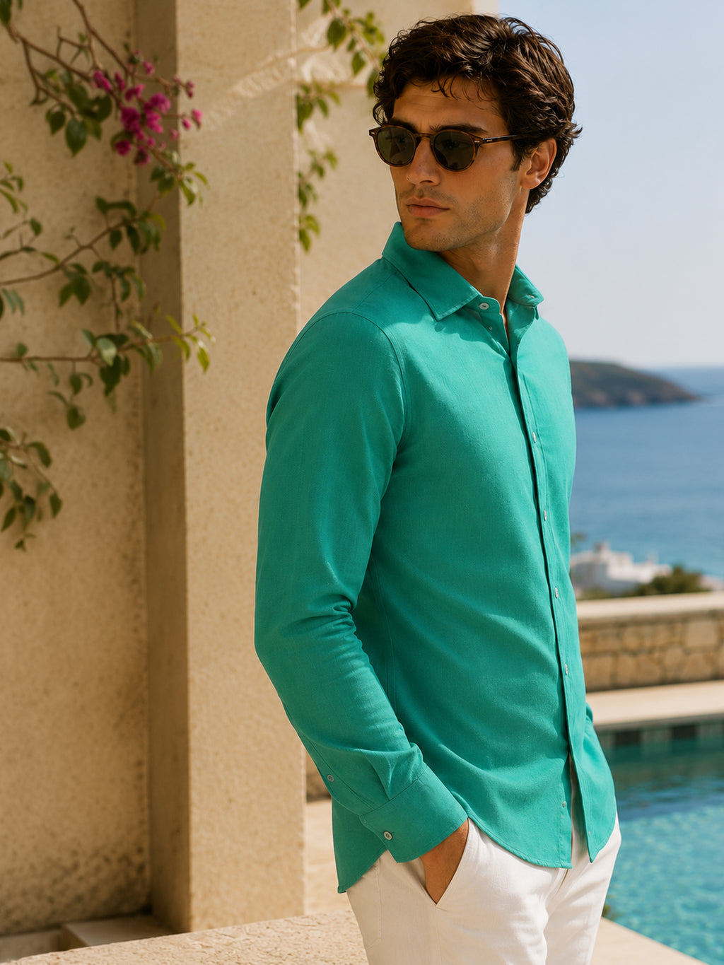 CAHOOT Men's Green Solid Shirt - view 2