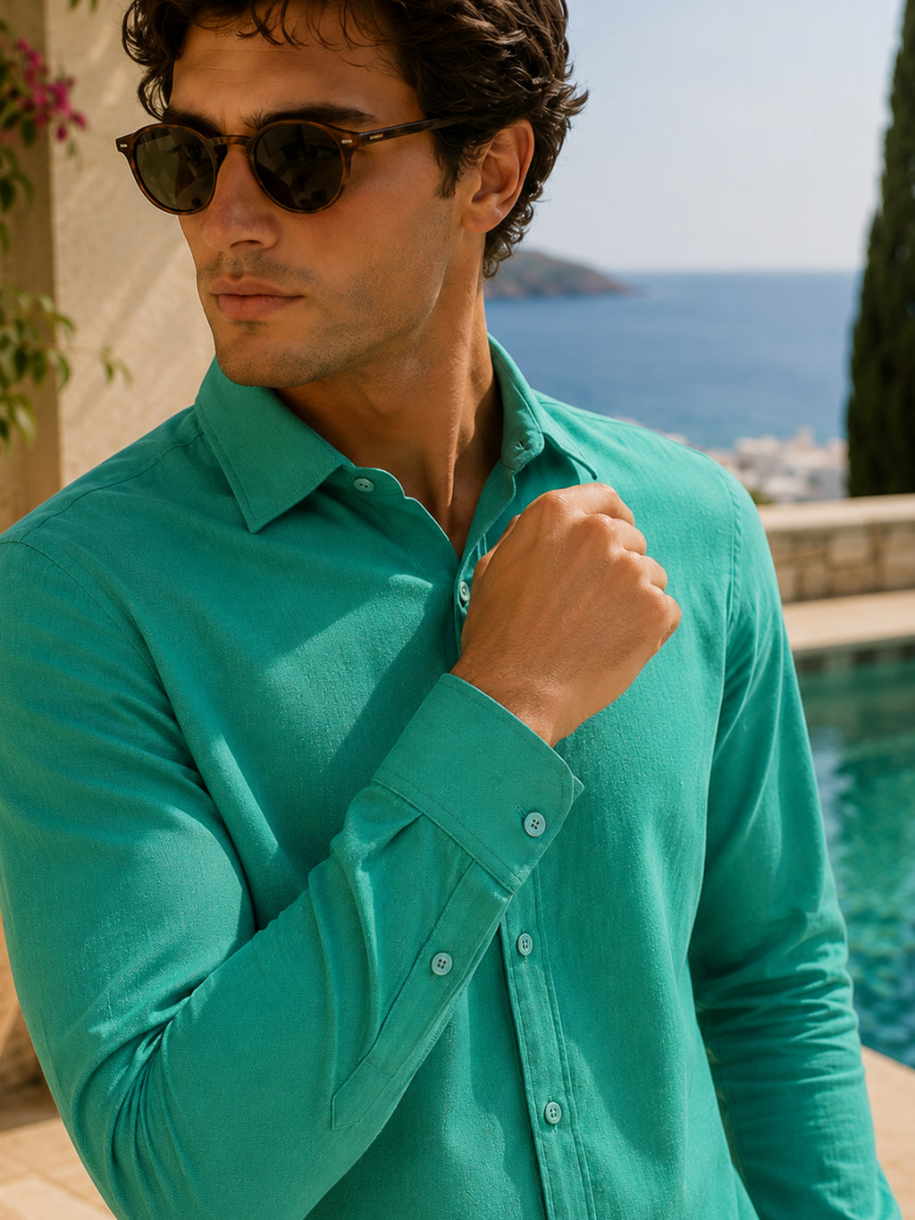 CAHOOT Men's Green Solid Shirt - view 5