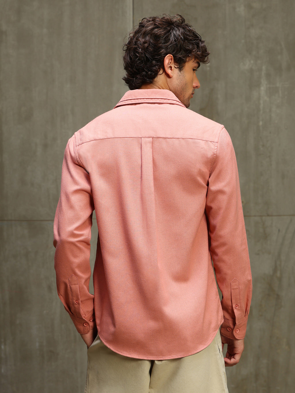 CAHOOT Men's Pink Double Collar Linen Blend Shirt - view 4