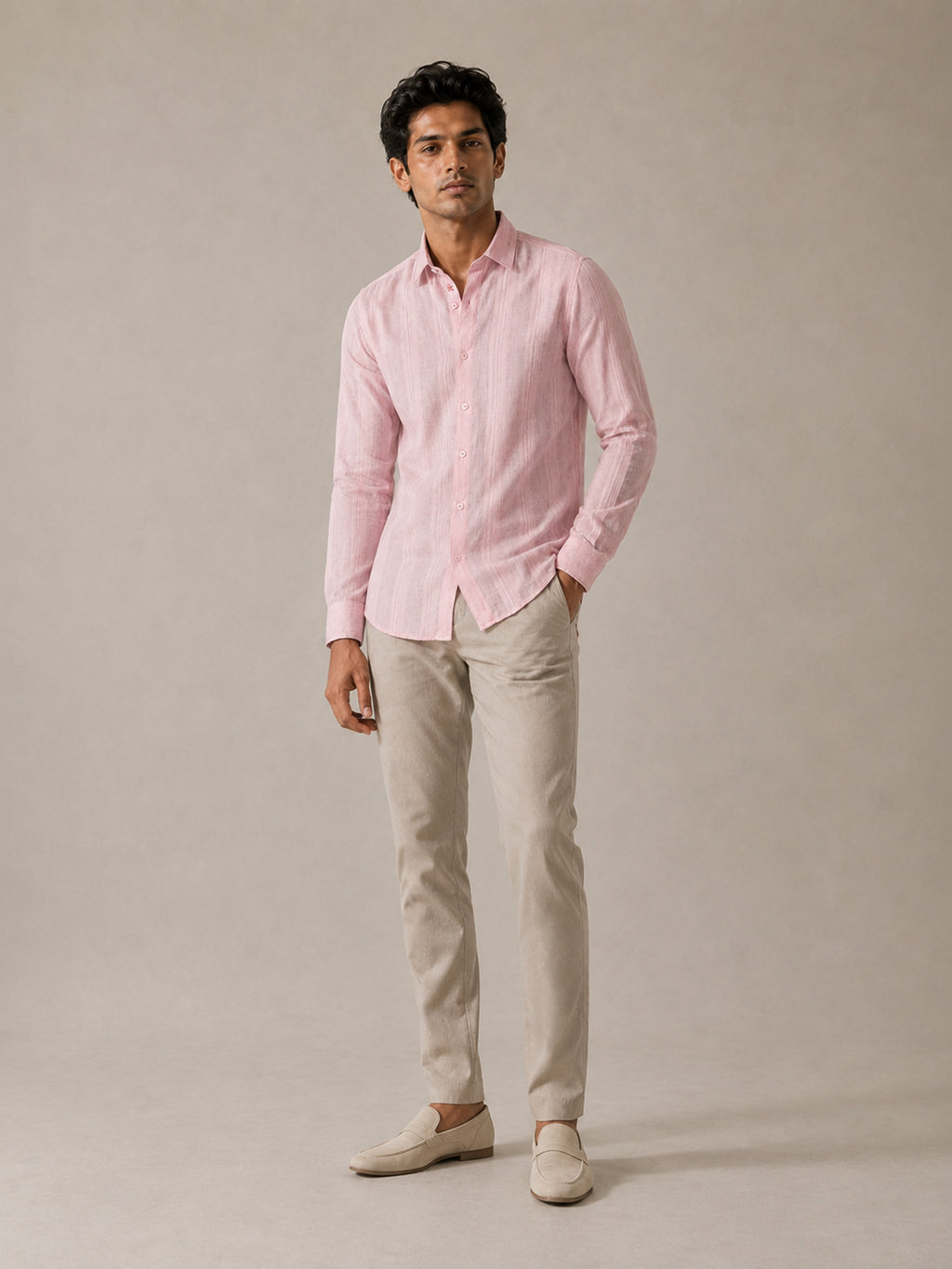 CAHOOT Men's Pink Striped Cotton Regular Fit Shirt - view 4