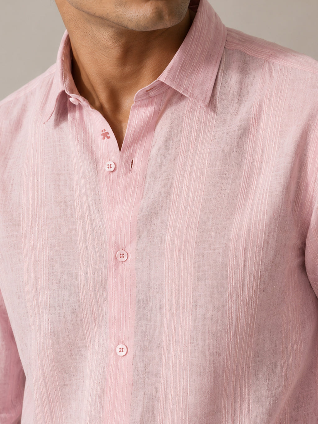 CAHOOT Men's Pink Striped Cotton Regular Fit Shirt - view 5