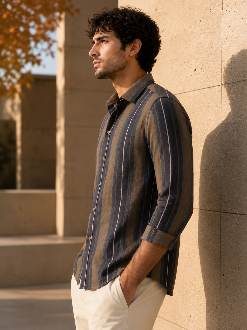 CAHOOT Men's Multicoloured Striped Cotton Regular Fit Shirt - view 2
