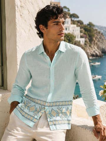 Placement Embroidered Regular Fit Shirt
