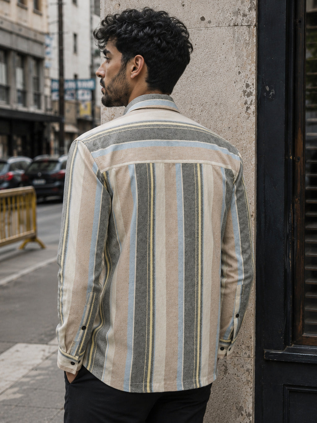 CAHOOT Men's Multicoloured Striped Oversized Fit Shirt - view 3