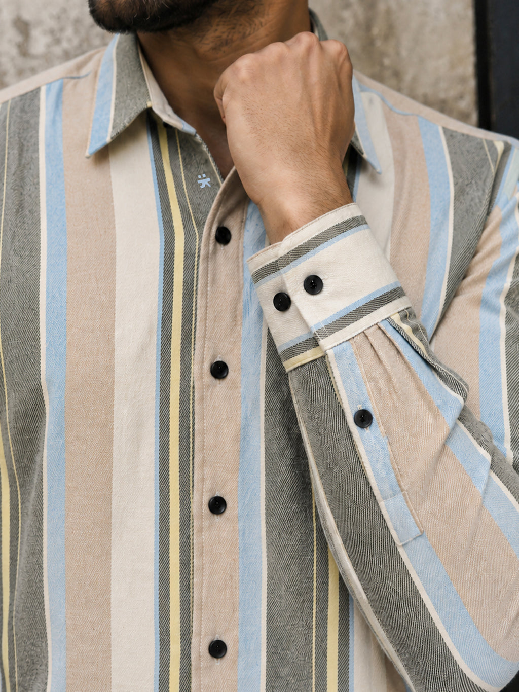 CAHOOT Men's Multicoloured Striped Oversized Fit Shirt - view 5