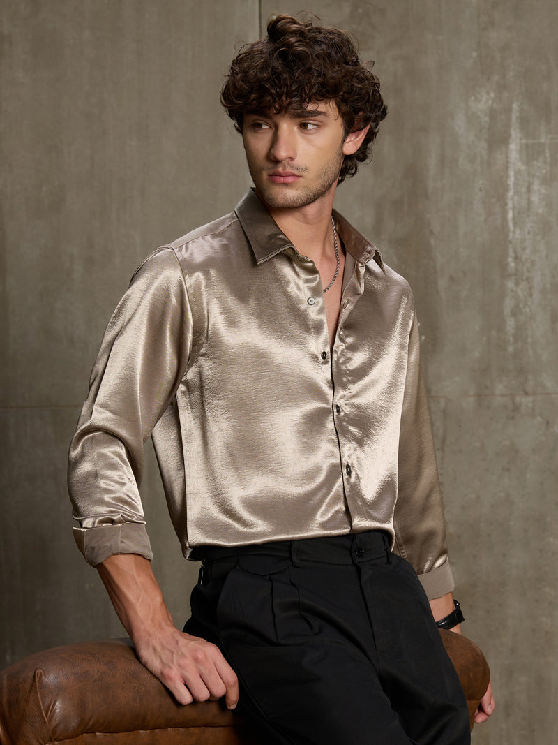 Cahoot Men's Chrome Gold Satin Shirt - view 1