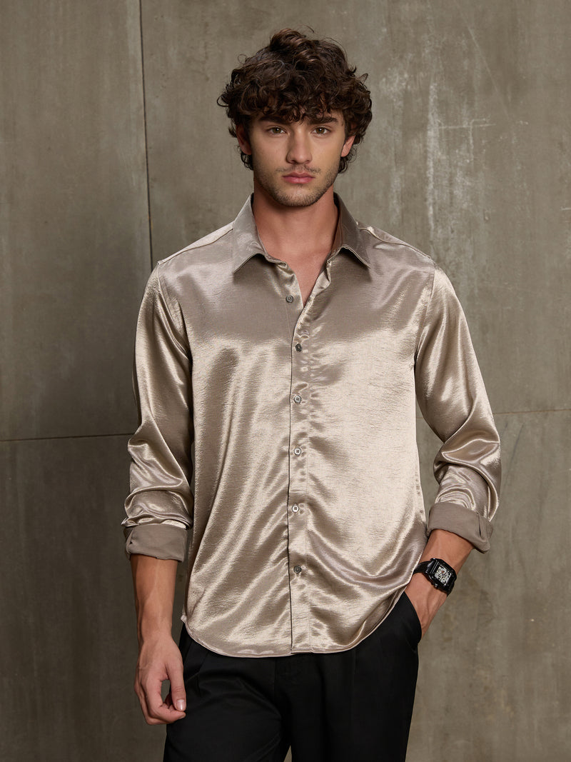 Cahoot Men's Chrome Gold Satin Shirt - view 2